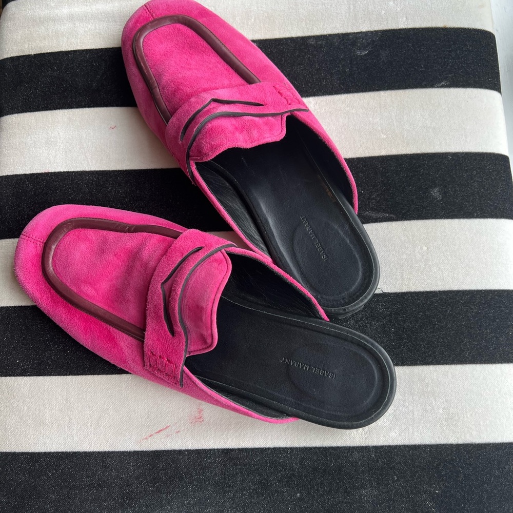 Isabel Marant pink suede slides